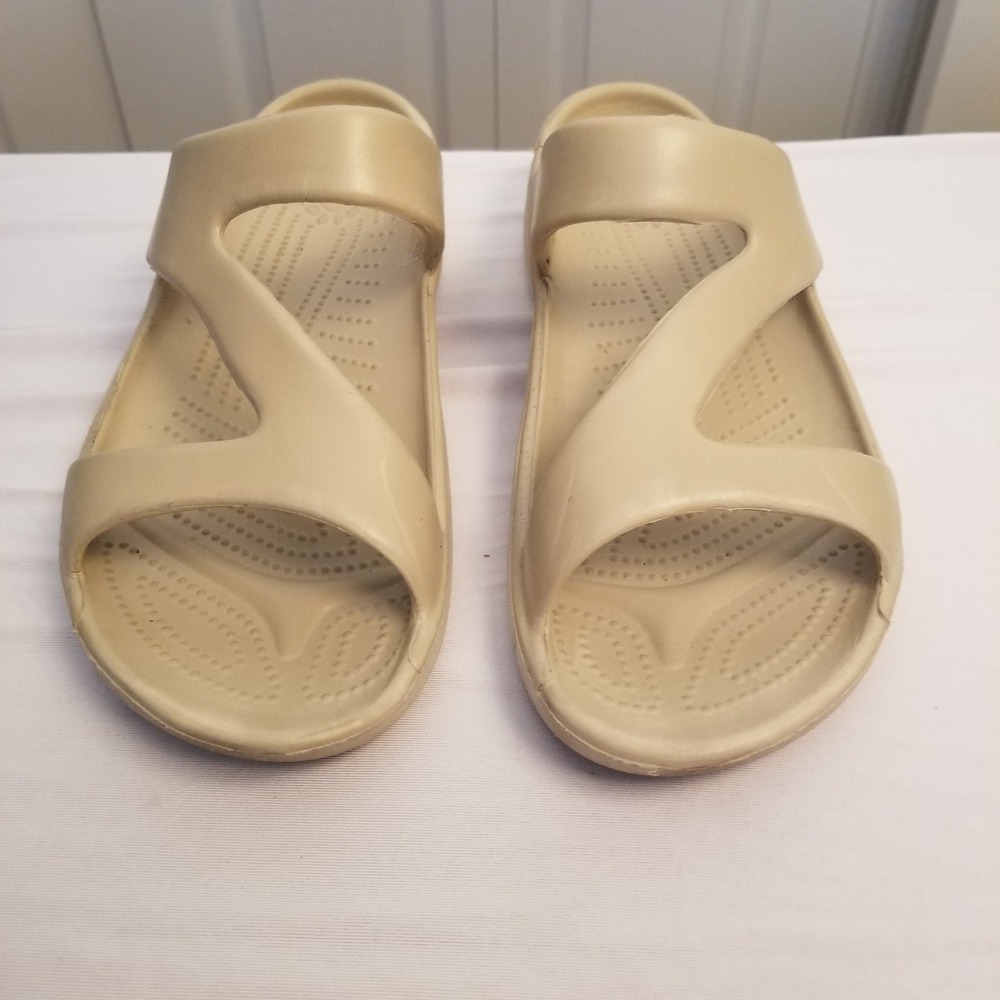 Dawgs  Twist Sandals Womens 10 Beige Tan Strappy Slide Comfort Shoes